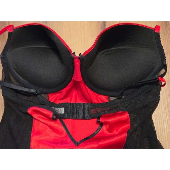 Gilligan & O'Malley Intimates Red/Black Lace Size Large Baby Doll Nighty #17730 - Picture 3 of 9